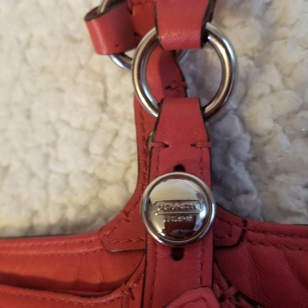 Coach Gallery East West Tote Genuine Leather Purse Coral Color Bag F15147 - Picture 5 of 11